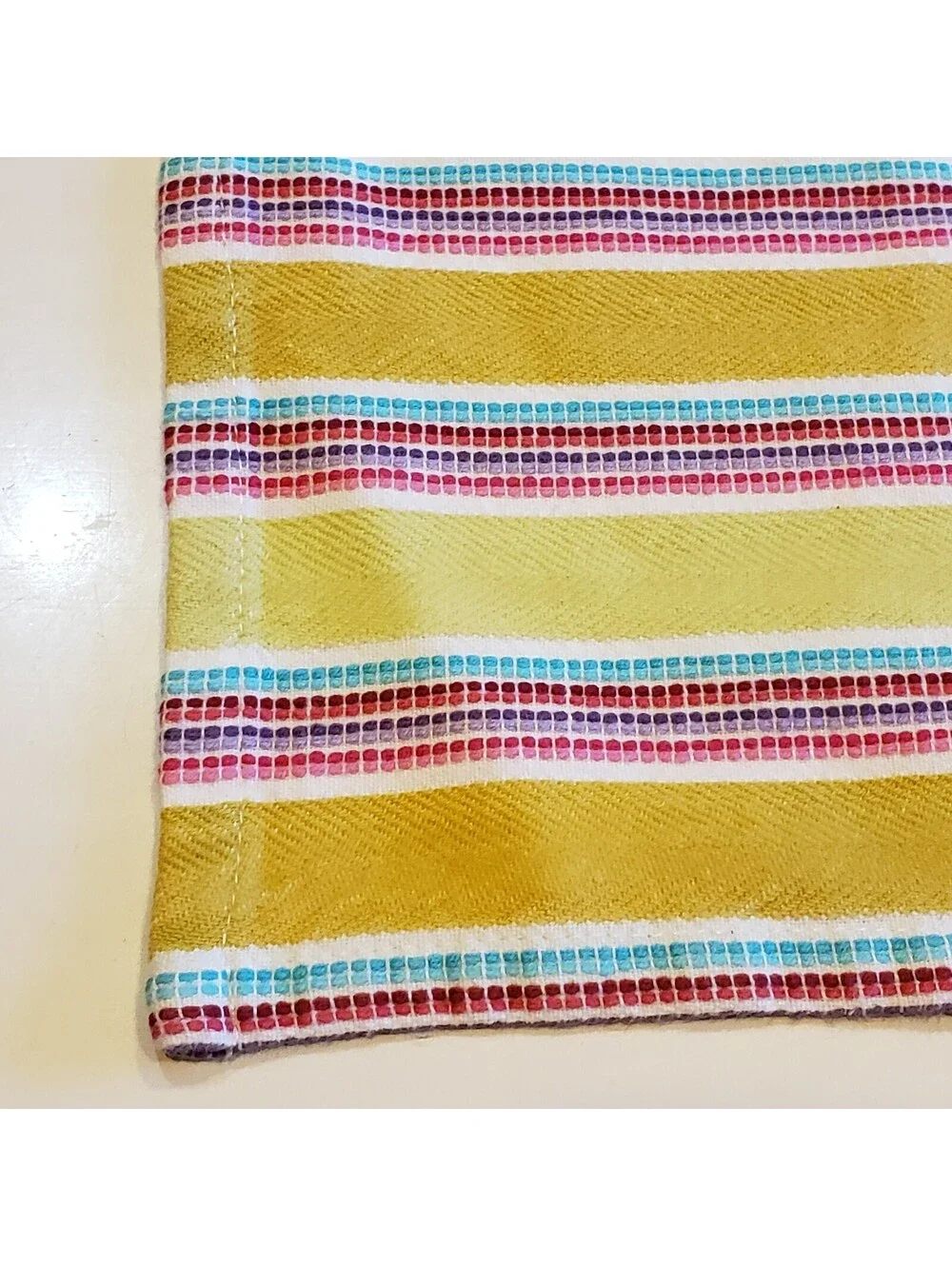 Boho Napkins Yellow Striped Woven 100% Cotton QTY4  Teal Red Pink Purple